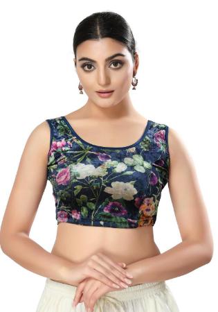 Picture of Lovely Chiffon Dark Slate Blue Designer Blouse