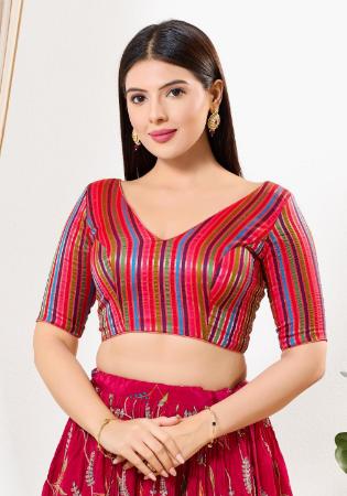 Picture of Magnificent Chiffon Fire Brick Designer Blouse