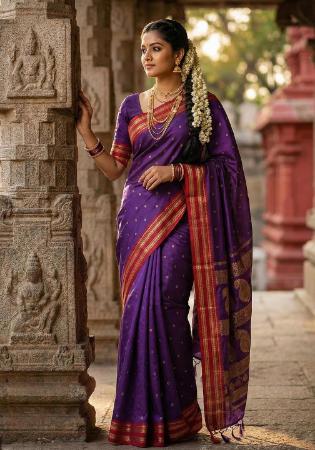 Picture of Good Looking Silk Blue Violet Saree