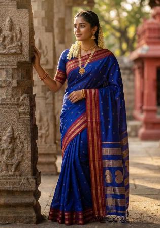 Picture of Delightful Silk Midnight Blue Saree