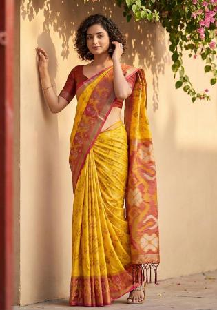 Picture of Resplendent Silk Golden Rod Saree