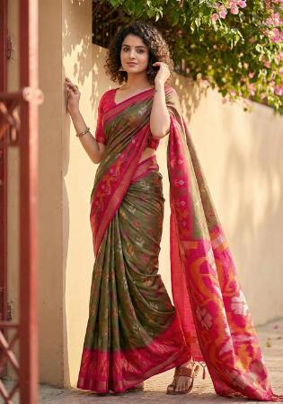 Picture of Bewitching Silk Dark Olive Green Saree