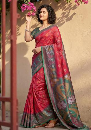 Picture of Beautiful Silk Fire Brick Saree