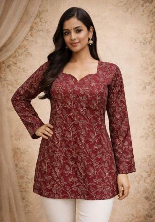 Picture of Charming Rayon Maroon Kurtis & Tunic