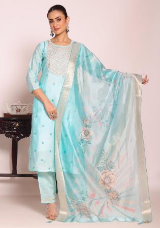 Picture of Bewitching Silk Powder Blue Readymade Salwar Kameez
