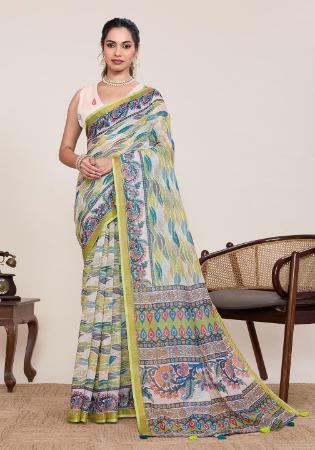Picture of Enticing Linen & Silk Old Lace Saree