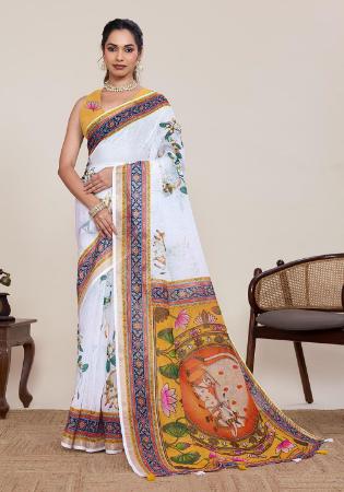 Picture of Fine Linen & Silk Azure Saree