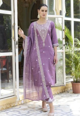 Picture of Fascinating Silk Rosy Brown Readymade Salwar Kameez