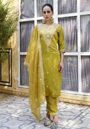 Picture of Statuesque Silk Dark Golden Rod Readymade Salwar Kameez