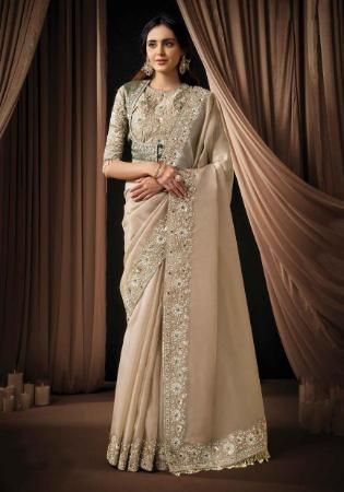 Picture of Grand Silk & Organza Beige Saree