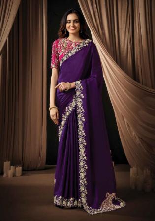 Picture of Enticing Silk & Organza Purple Saree
