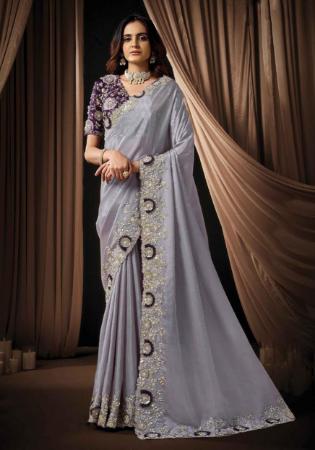 Picture of Resplendent Silk & Organza Slate Grey Saree