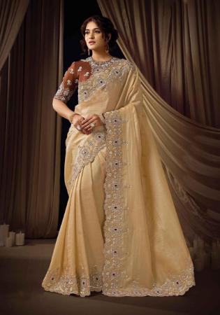 Picture of Grand Silk & Organza Beige Saree