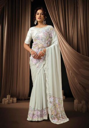 Picture of Classy Silk & Organza Off White Saree