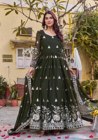 Picture of Radiant Georgette Green Readymade Gown