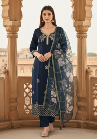 Picture of Chiffon Midnight Blue Readymade Salwar Kameez