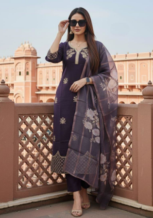 Picture of Chiffon Dark Slate Grey Readymade Salwar Kameez