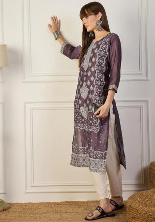 Picture of Good Looking Cotton & Silk Purple Kurtis And Tunic