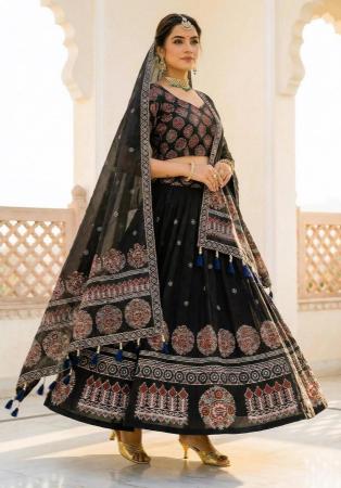 Picture of Bewitching Rayon & Cotton Black Lehenga Choli