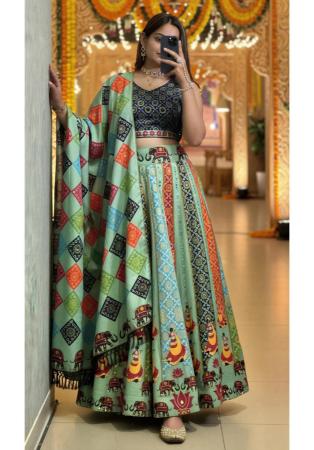 Picture of Splendid Rayon & Cotton Black Lehenga Choli