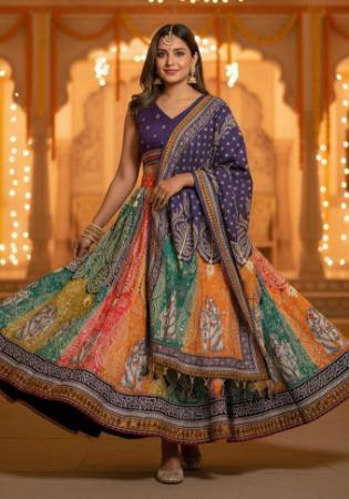 Picture of Splendid Rayon & Cotton Chocolate Lehenga Choli