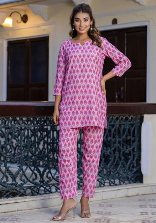 Picture of Stunning Cotton Light Pink Kurtis & Tunic