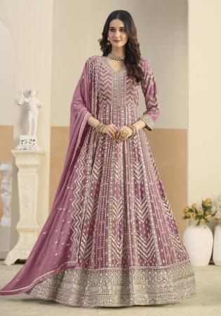 Picture of Appealing Georgette Rosy Brown Anarkali Salwar Kameez