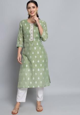 Picture of Beautiful Silk Dark Sea Green Kurtis & Tunic