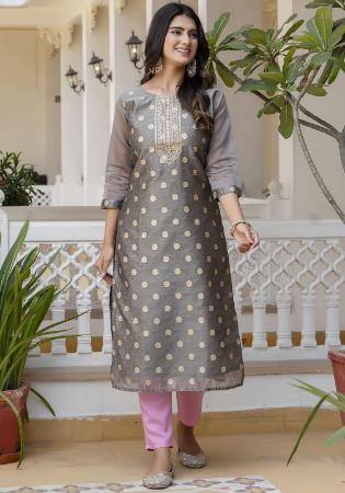 Picture of Pretty Silk Grey Kurtis & Tunic