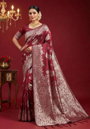 Picture of Well Formed Silk Maroon Saree