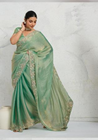 Picture of Beauteous Chiffon Forest Green Saree