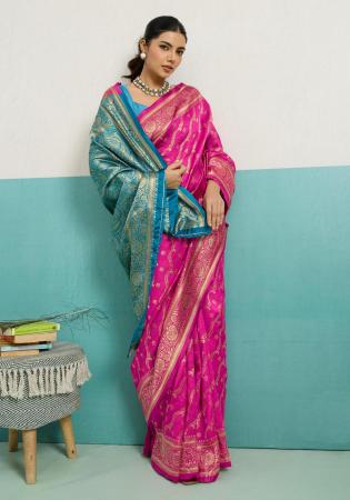 Picture of Pleasing Silk Pale Violet Red Saree