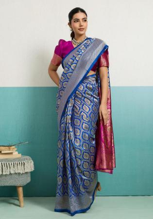 Picture of Graceful Silk Steel Blue Saree