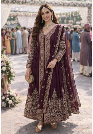 Picture of Chiffon Dark Olive Green Readymade Salwar Kameez