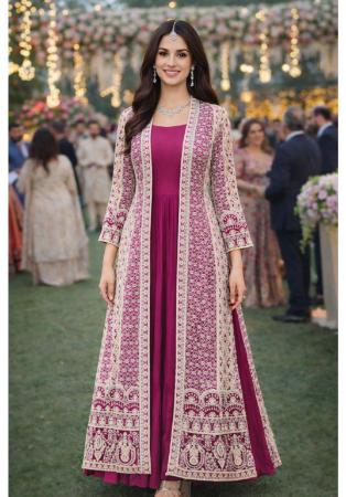 Picture of Grand Chiffon & Silk Purple Readymade Gown