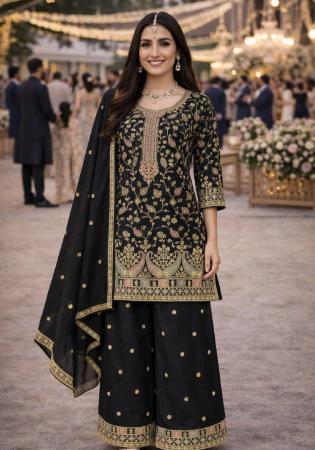 Picture of Charming Chiffon Black Readymade Salwar Kameez
