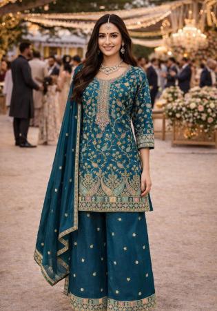 Picture of Chiffon Midnight Blue Readymade Salwar Kameez
