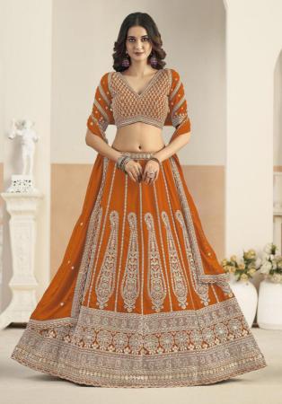 Picture of Classy Georgette Orange Red Lehenga Choli