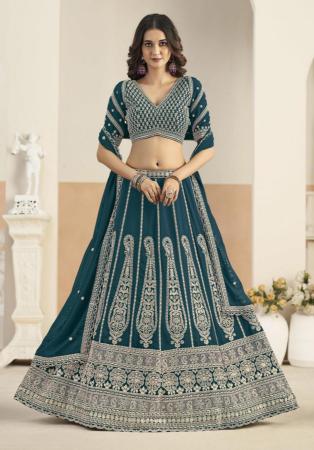 Picture of Charming Georgette Teal Lehenga Choli