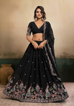 Picture of Exquisite Georgette Black Lehenga Choli