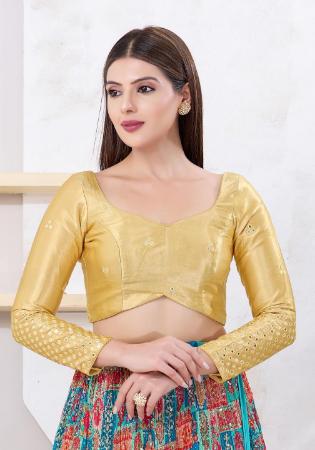 Picture of Well Formed Silk Khaki Designer Blouse