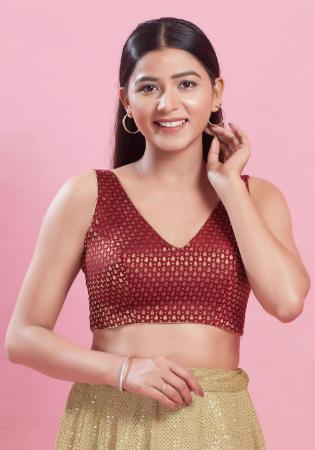 Picture of Pretty Rayon & Chiffon Maroon Designer Blouse