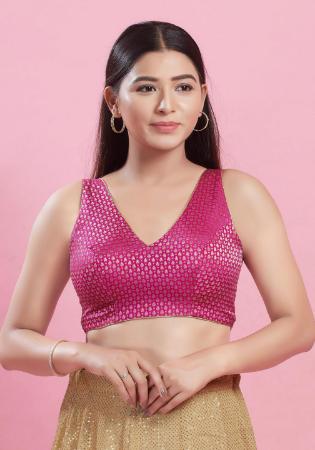 Picture of Statuesque Rayon & Chiffon Pink Designer Blouse