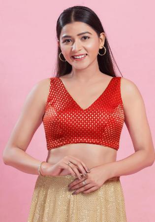 Picture of Wonderful Rayon & Chiffon Fire Brick Designer Blouse