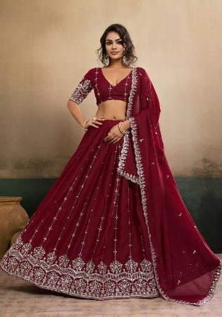 Picture of Magnificent Georgette Maroon Lehenga Choli