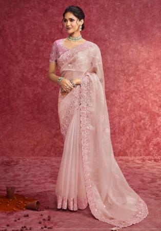 Picture of Delightful Net Rosy Brown Saree