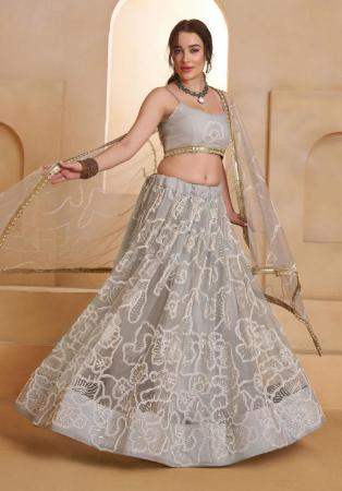 Picture of Marvelous Net Dark Grey Lehenga Choli