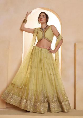 Picture of Sublime Net Dark Khaki Lehenga Choli
