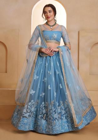 Picture of Gorgeous Net Cadet Blue Lehenga Choli