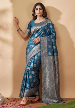 Picture of Ravishing Silk Dark Slate Blue Saree